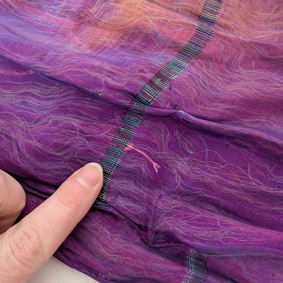 Tie Dyed Rectangular Scarf Mesh Transparent Natural Fibres Sheer - Picture 12 of 16